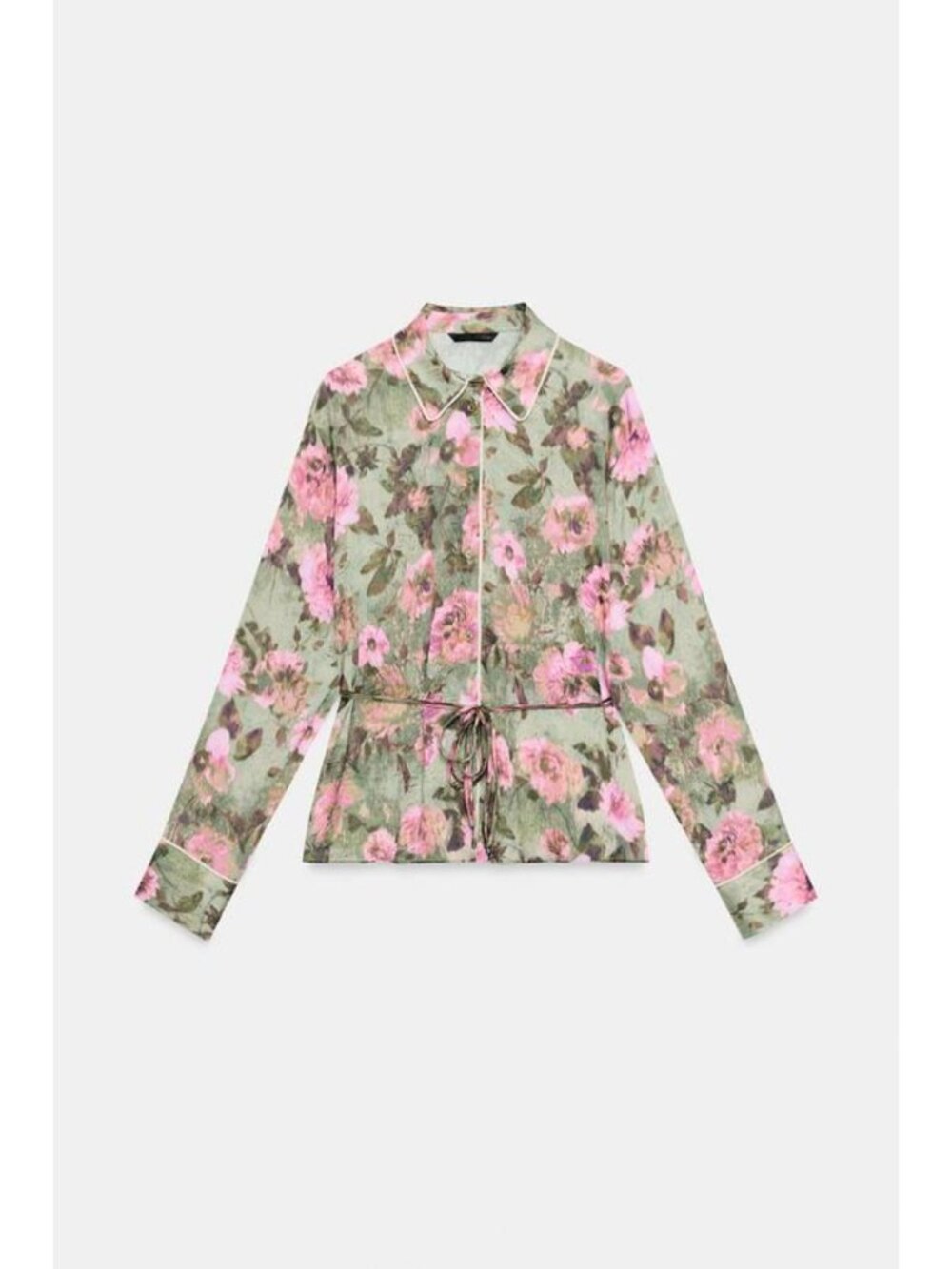 ZARA FLORAL PRINT SHIRT WITH THIN BELT 8023/802/330